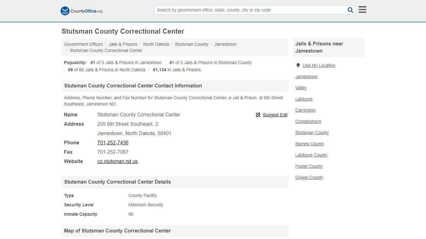 Stutsman County Correctional Center - Jamestown, ND (Address, Phone ...